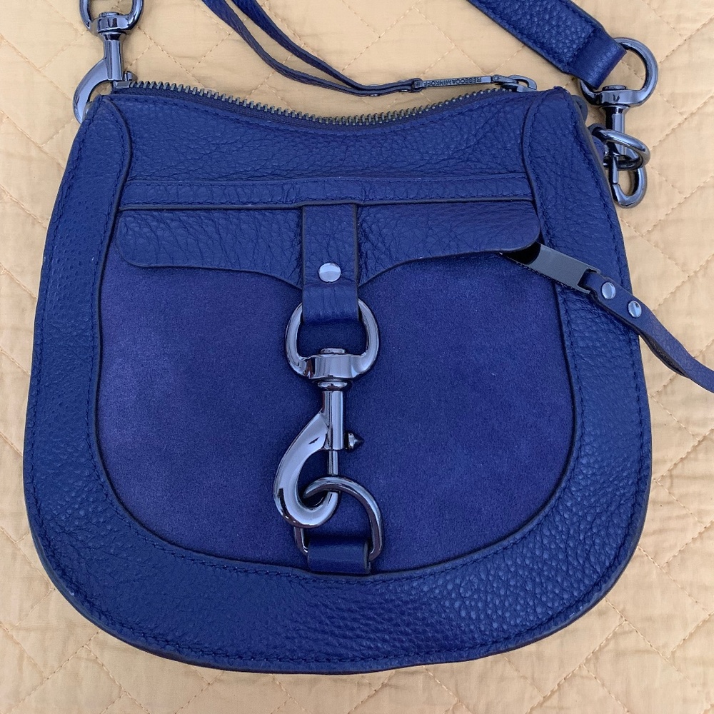 Rebecca Minkoff Cobalt Blue Leather and Suede Crossbody Bag